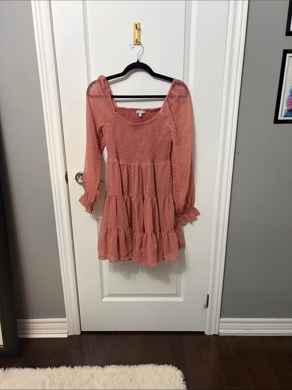 Patrons of PEACE Swiss Dot Dress in Dusty Rose